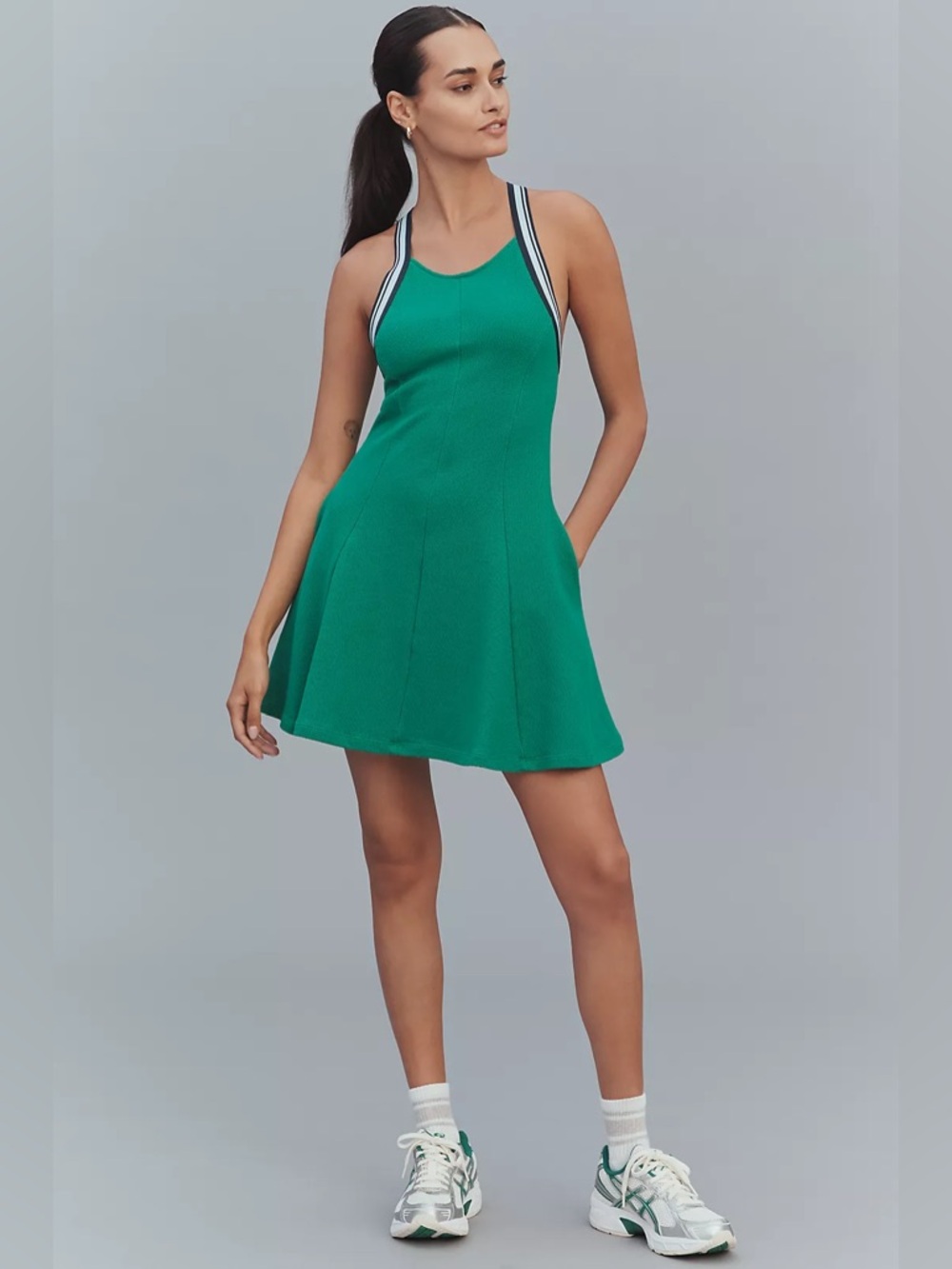NWT Anthropologie Daily Practice Crisscross-Back Green Mini Dress Medium